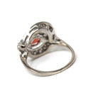 Vintage Cocktail Ring - Mid Century 14k White Gold Natural Garnet Diamonds Statement - Circa 1950s Era Size 4 3/4 Cluster Swirl Fine Jewelry