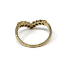 Modern Chevron Ring - Vintage 9k Yellow Gold Cubic Zirconia CZ Gemstones - Modern Estate 1988 Size 7 1/4 Wedding Band Stacking Fine Jewelry