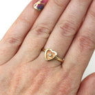 Diamond Heart Ring - Estate 14k Yellow Gold Natural .01 CT Gemstone - Modern Circa 1990's Era Size 6 3/4 Florentine Finish Love Fine Jewelry