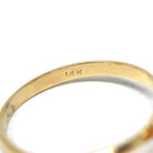 Diamond Heart Ring - Estate 14k Yellow Gold Natural .01 CT Gemstone - Modern Circa 1990's Era Size 6 3/4 Florentine Finish Love Fine Jewelry