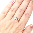 Diamond Bypass Ring - Retro 18k Yellow Gold & Platinum Natural Gemstone Bypass Band - Circa 1970s Era Size 7 1/4 Fine Engagement Jewelry