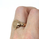 Edwardian Signet Ring - Antique 10k Rosy Yellow Gold JAK Engraved Monogram Initials - Art Nouveau 1910s Era Size 6 1/2 Fine Scroll Jewelry