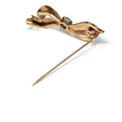 Vintage Bow Brooch - Mid Century 10k Yellow Gold Light Blue Zircon Gemstone Pin - Circa 1940s Era Figural Ribbon Fine Fashion Accessory