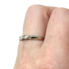 Mid Century Diamond Band - Vintage 14k White Gold 0.07 CTW Wedding Ring - Circa 1950s Era Size 6 1/4 Stacking Textured Fine Bridal Jewelry