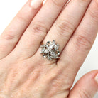 Clover Diamond Ring - Mid Century 10k Yellow & White Gold Two Tone Gemstone Spray Cluster - Circa 1950s Era Size 6.25 Fine Statement Jewelry