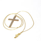 Antique Cross Pendant - Edwardian 14k Yellow Gold Seed Pearls Statement Charm Necklace - Vintage Circa Early 1900s Era 2 inch Fine Jewelry