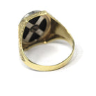 Letter "H" Ring - Art Deco 10k Yellow Gold Black Onyx Old English Initial - Vintage 1930s Signet Size 9 1/2 Statement Unisex Fine Jewelry