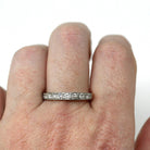 Diamond Wedding Band - Mid Century 18k Yellow Gold & Platinum Half Eternity Ring - Hallmarked 1942 Size 8 Fine Two Tone Bridal Band Jewelry