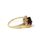 Modern Garnet Ring - Estate 14k Yellow Gold Oval Cut Red Gem & Diamond Bypass - Circa 2000s Era Size 4 1/2 January Birthstone Fine Jewelry