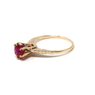 Vintage Solitaire Ring - Art Deco 10k Yellow Gold Created Pink Red Ruby - Circa 1930s Era Size 5 1/2 July Birthstone Fine Engraved Jewelry