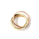 Rolling Trinity Ring - Vintage 9k Yellow Rose & White Gold Three Interlocking Bands - Modern Estate 1988 Size 3 1/4 Multi Tone Fine Jewelry