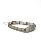 Art Deco Diamond Bracelet - Vintage 10k White Gold Filigree Natural .10 CTW Gemstones - Circa 1930s Era Wedding Filigree Panels Fine Jewelry