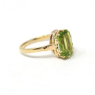 Natural Peridot Ring - Edwardian 14k Yellow Gold 1.24 CT Green Gemstone - Antique Circa 1910s Era Size 6 1/4 August Birthstone Fine Jewelry
