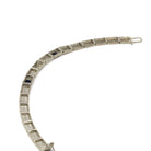 Art Deco Bracelet - Vintage 14k White Gold Simulated Sapphire Blue Glass & Diamonds - Circa 1930s Era Line Tennis Fashion Accessory Jewelry