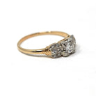 Mid Century Engagement Ring - 14k Yellow Gold & Platinum Natural Diamond Cluster - Vintage Circa 1950s Era Size 9 1/4 Fine Statement Jewelry