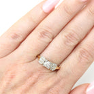 Mid Century Engagement Ring - 14k Yellow Gold & Platinum Natural Diamond Cluster - Vintage Circa 1950s Era Size 9 1/4 Fine Statement Jewelry