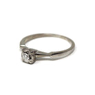 Mid Century Ring - Vintage 18k White Gold Solitaire Diamond Engagement - Circa 1950s Era Size 7 1/4 Illusion Head Fine Statement Jewelry