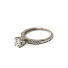 Diamond Engagement Ring - Modern 14k White Gold Natural Round Brilliant Cut Gems - Vintage Estate Era Size 5 Bridal Fine Statement Jewelry