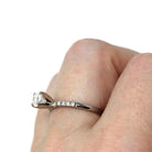 Diamond Engagement Ring - Modern 14k White Gold Natural Round Brilliant Cut Gems - Vintage Estate Era Size 5 Bridal Fine Statement Jewelry