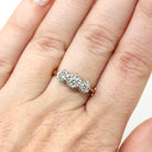 Star-Incised Diamond Ring - Vintage 18k Yellow & White Gold .28 CTW Wedding Band - Estate Circa 1988 English Anniversary 2 Tone Fine Jewelry