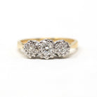 Star-Incised Diamond Ring - Vintage 18k Yellow & White Gold .28 CTW Wedding Band - Estate Circa 1988 English Anniversary 2 Tone Fine Jewelry