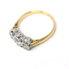 Star-Incised Diamond Ring - Vintage 18k Yellow & White Gold .28 CTW Wedding Band - Estate Circa 1988 English Anniversary 2 Tone Fine Jewelry
