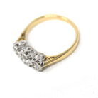 Star-Incised Diamond Ring - Vintage 18k Yellow & White Gold .28 CTW Wedding Band - Estate Circa 1988 English Anniversary 2 Tone Fine Jewelry