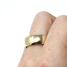 Vintage Wedding Band - Estate 10k Yellow Gold Wide Men's Unisex Stacking Cigar Ring - Modern Dated 1987 "ELE to VIC 3-16-87" Fine Jewelry
