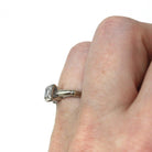 Vintage Diamond Ring - Mid Century 18k White Gold Engagement Natural Emerald Cut Gemstone Solitaire - Circa 1950s Size 4 1/2 Fine Jewelry