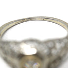 Vintage Diamond Ring - Art Deco 18k White Gold Natural Solitaire Engagement - Circa 1930s Era Size 5 3/4 Bow Flower Filigree Fine Jewelry