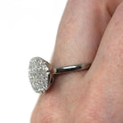 Diamond Princess Ring - Vintage 14k White Gold Natural .90 CTW Diamonds Statement - Mid Century 1950s Era Size 8 1/4 Cocktail Fine Jewelry