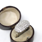 Diamond Princess Ring - Vintage 14k White Gold Natural .90 CTW Diamonds Statement - Mid Century 1950s Era Size 8 1/4 Cocktail Fine Jewelry