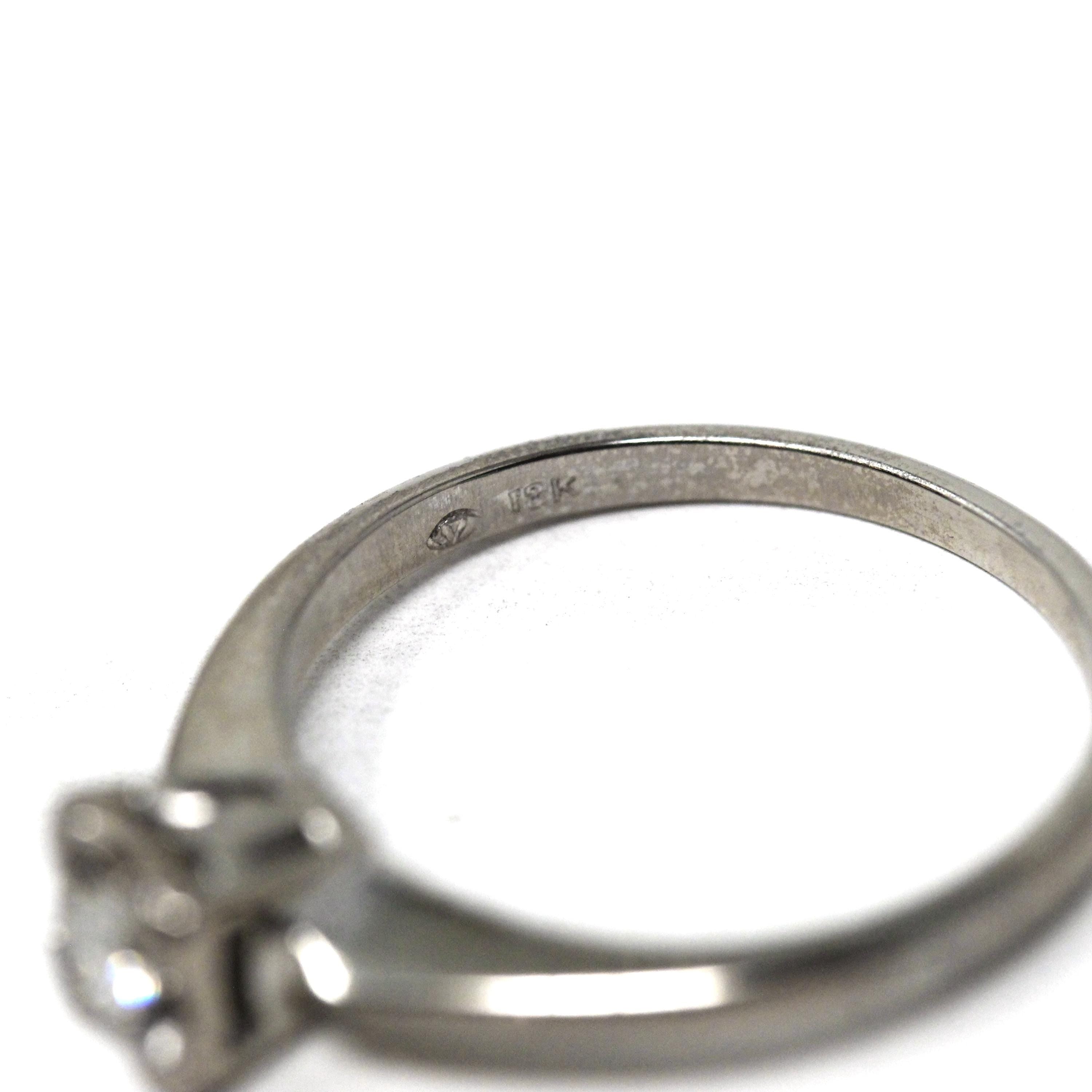 Illusion Diamond Ring - Mid Century 18k White Gold Engagement Natural Gemstone Solitaire - Vintage 1950s Era Size 4 1/2 Fine Bridal Jewelry