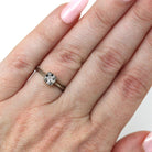 Illusion Diamond Ring - Mid Century 18k White Gold Engagement Natural Gemstone Solitaire - Vintage 1950s Era Size 4 1/2 Fine Bridal Jewelry