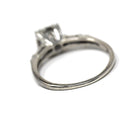 Mid Century Engagement Ring - Vintage 14k White Gold Natural Diamond Illusion Head Solitaire - Circa 1950s Era Tapered Baguette Fine Jewelry
