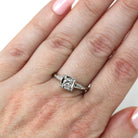 Mid Century Engagement Ring - Vintage 14k White Gold Natural Diamond Illusion Head Solitaire - Circa 1950s Era Tapered Baguette Fine Jewelry