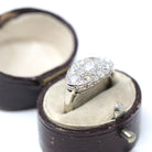 Mid Century Diamond Cluster Ring - 14k White Gold East West Princess Anniversary Statement - Vintage 1940s Cocktail Natural Gem Fine Jewelry