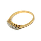 Diamond Wedding Band - Mid Century 18k Yellow Gold & Platinum Natural .13 CTW Gems - Circa 1940s Size 8 Fine Two Tone Bridal Band Jewelry