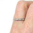 Diamond Eternity Band - Mid Century Era Platinum Channel Natural Gemstones Wedding Bridal Ring - Vintage Circa 1950s Size 6 Fine 50s Jewelry