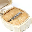 Diamond Eternity Band - Mid Century Era Platinum Channel Natural Gemstones Wedding Bridal Ring - Vintage Circa 1950s Size 6 Fine 50s Jewelry