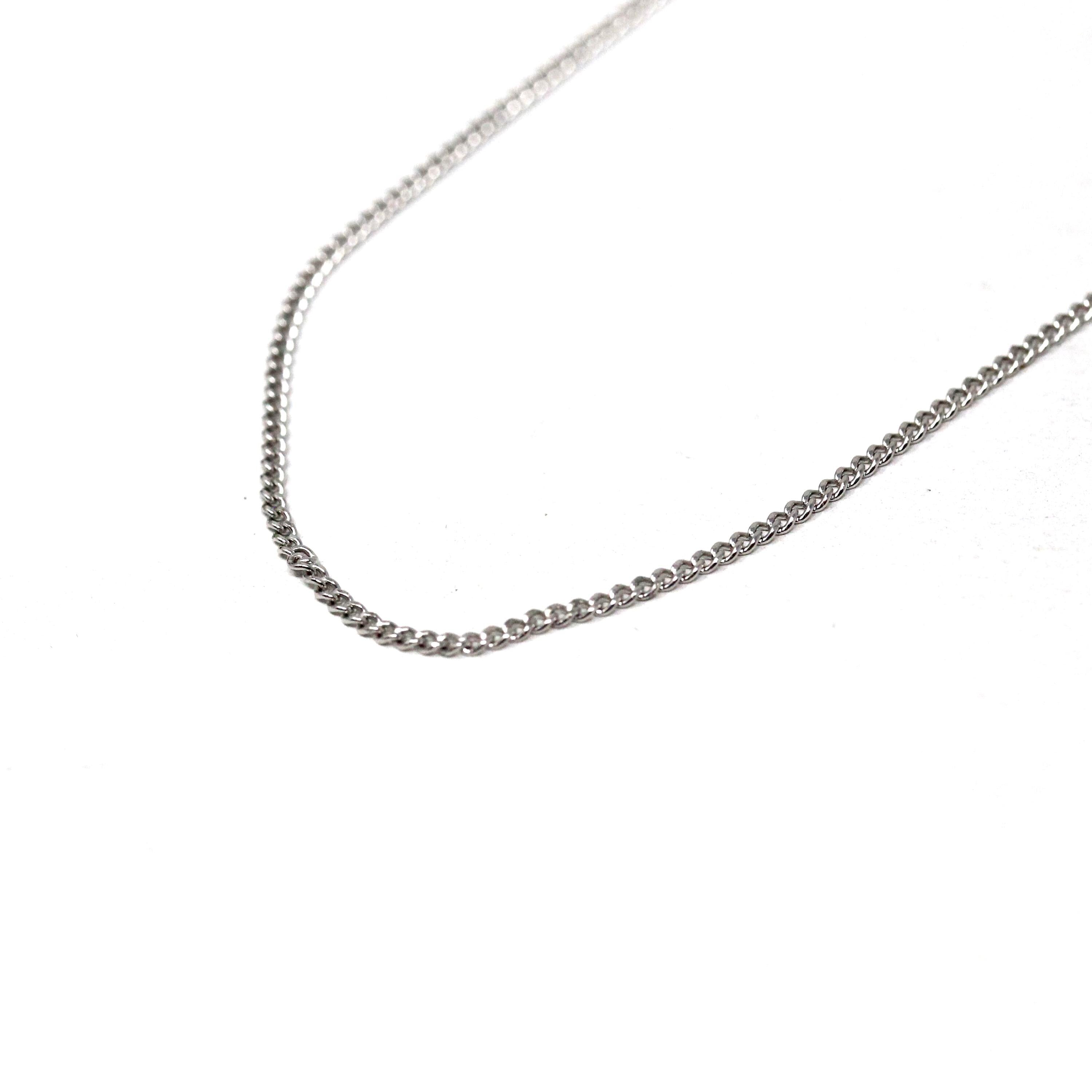 Vintage Chain Necklace - Retro 14k White Gold 24 Inch Spring Ring Clasp Curb Link Style - Circa 1960s Era Fine Unisex Mens Accessory Jewelry