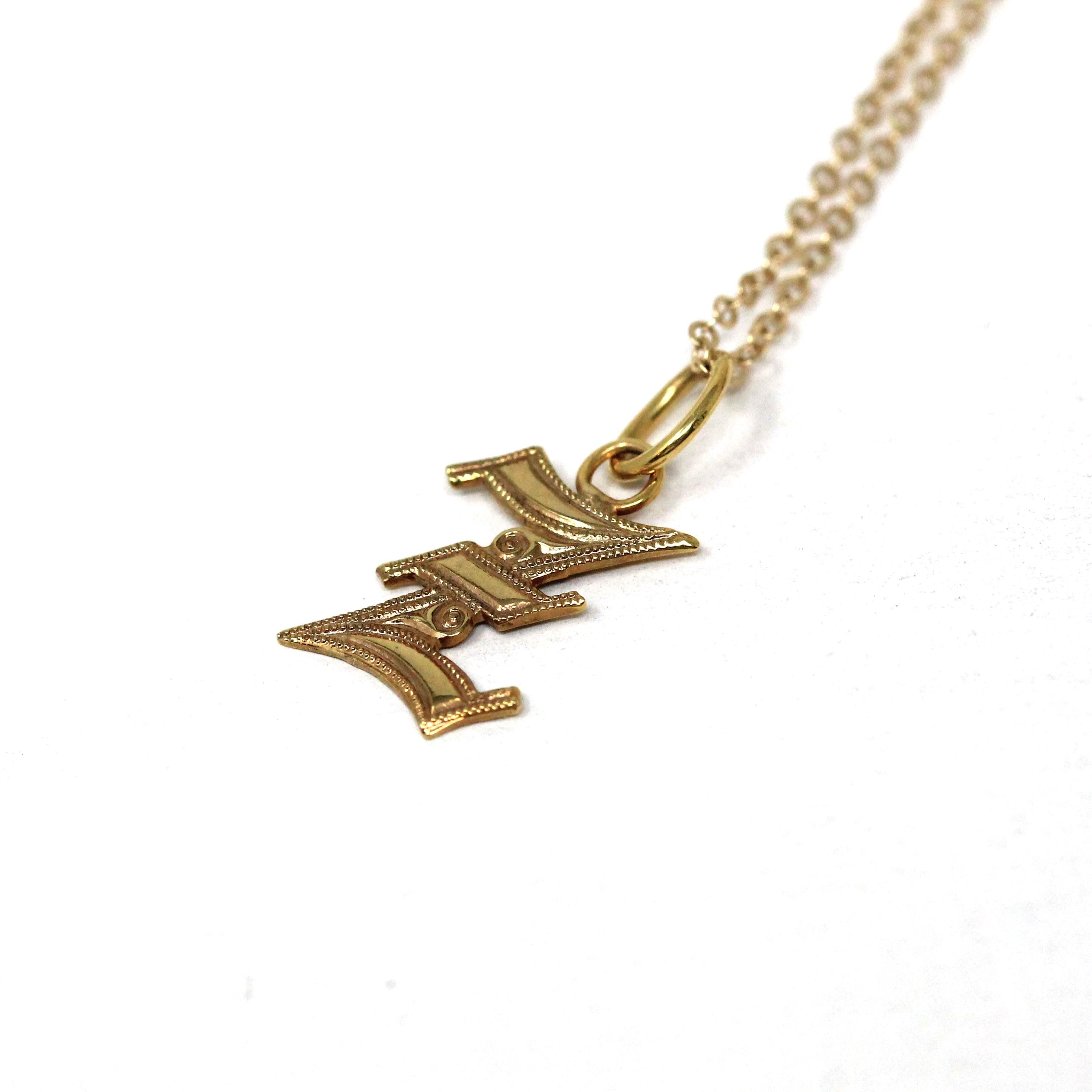 Letter "Z" Charm - Art Deco Gold Filled Initial Old English Style Pendant Necklace - Vintage Circa 1930s Era Personalized Dainty 30s Jewelry