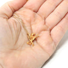 Vintage Equestrian Necklace - Retro 18k Yellow Gold Figural Detailed Horse Charm - Circa 1960s Era Dainty Pendant Fine Statement Jewelry