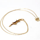 Vintage Lizard Necklace - Retro 18k Yellow Gold & Enamel Figural Reptile Charm - Circa 1960s Era Dainty Pendant Fine Statement 60s Jewelry