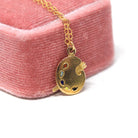 Artist Palette Charm - Vintage 14k Yellow Gold Figural Paint Brush Pendant Necklace - Estate Colorful Enamel Artistic Painter Fine Jewelry