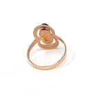 Vintage Amber Ring - Modern 14k Rose Gold Oval Cabochon Cut Bezel Set Fossilized Tree Resin - Circa 1990s Size 7 1/2 Statement Fine Jewelry