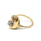 Retro Diamond Ring - Vintage 14k Yellow & White Gold Round Cut Gemstones - Circa 1960s Era Size 4 Swirl Design Fine Statement 60s Jewelry