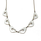 Vintage Enamel Necklace - Mid Century Sterling Silver White Enamel Wing Link Chain - Circa 1950s Era Norwegian Guilloche Fashion Jewelry