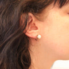 Vintage Cultured Pearl Earrings - Mid Century 10k Yellow Gold Round White Organic Gem Screw Backs - Circa 1940s Fine June Birthstone Jewelry