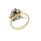 Clover Diamond Ring - Mid Century 10k Yellow & White Gold Two Tone Gemstone Spray Cluster - Circa 1950s Era Size 6.25 Fine Statement Jewelry